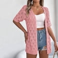 thumbnail image 4 of Timegard Womens Summer Tops Short Sleeve Hollow out Cover up Boho Open Front Knitted Cardigan Beach Wear, 4 of 7