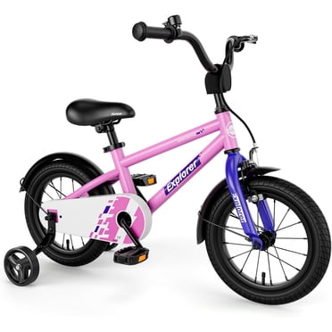 OLAKIDS Vélo pour Enfants, Vélo pour Tout-Petits de 12 14 16 18 Po avec Roues Stabilisatrices, Selle et Guidon Ajustables, Frein à Main et Frein à Rétropédalage, Bicyclette pour Filles et Garçons