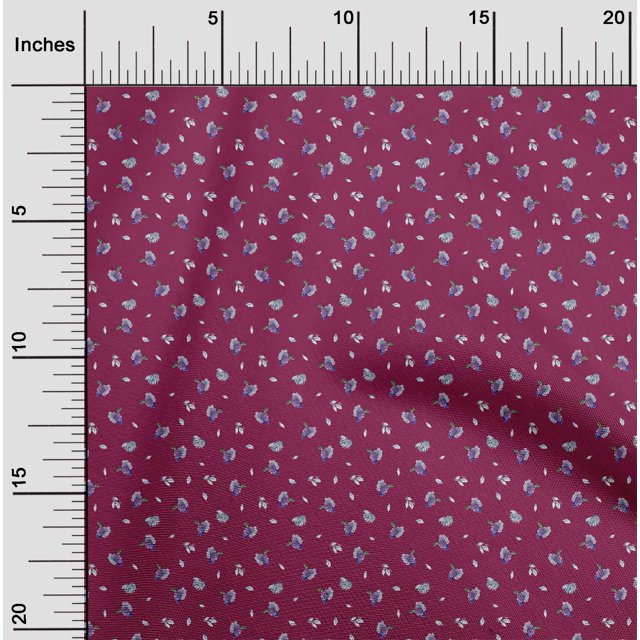 oneOone Tissu Popeline de Coton Biologique Sergé Feuilles & Raisins Imprimé Tissu au Mètre 42 Pouces de Large