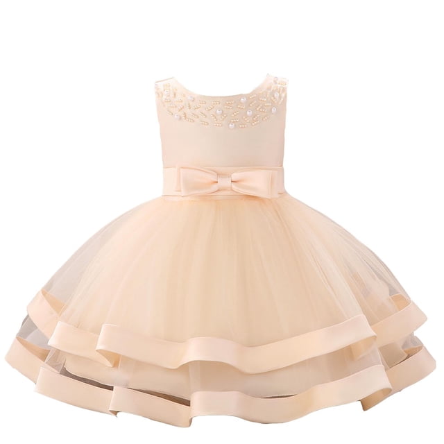 Robes pour Bébé Fille Robe Formelle pour Filles Robes Rose Doré pour Filles Robe de Fête pour Filles Tenue pour la Journée des Enfants 3-6 Mois