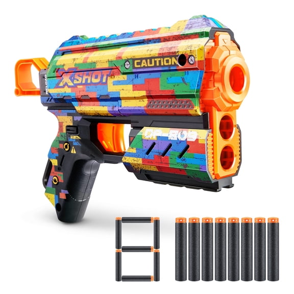 XSHOT Skins Flux Blaster with 8 Darts - Striper Skin by ZURU, Easy reload, Air Pocket Dart Technology, Toy Foam Blaster for Kids, Teens and Adults