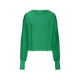 thumbnail image 4 of Timegard Womens Tops Drop Shoulder Backless Cutout Tops Fall Casual Loose Comfy Cropped Blouse Tee, 4 of 9