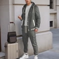 thumbnail image 2 of DHFJKG Mens Tracksuit 2 Piece Set Hoodie Button Front Baseball Jacket With Drawstring Ankle-Tied Pants Athleisure Sportswear Soft Outfit, 2 of 7
