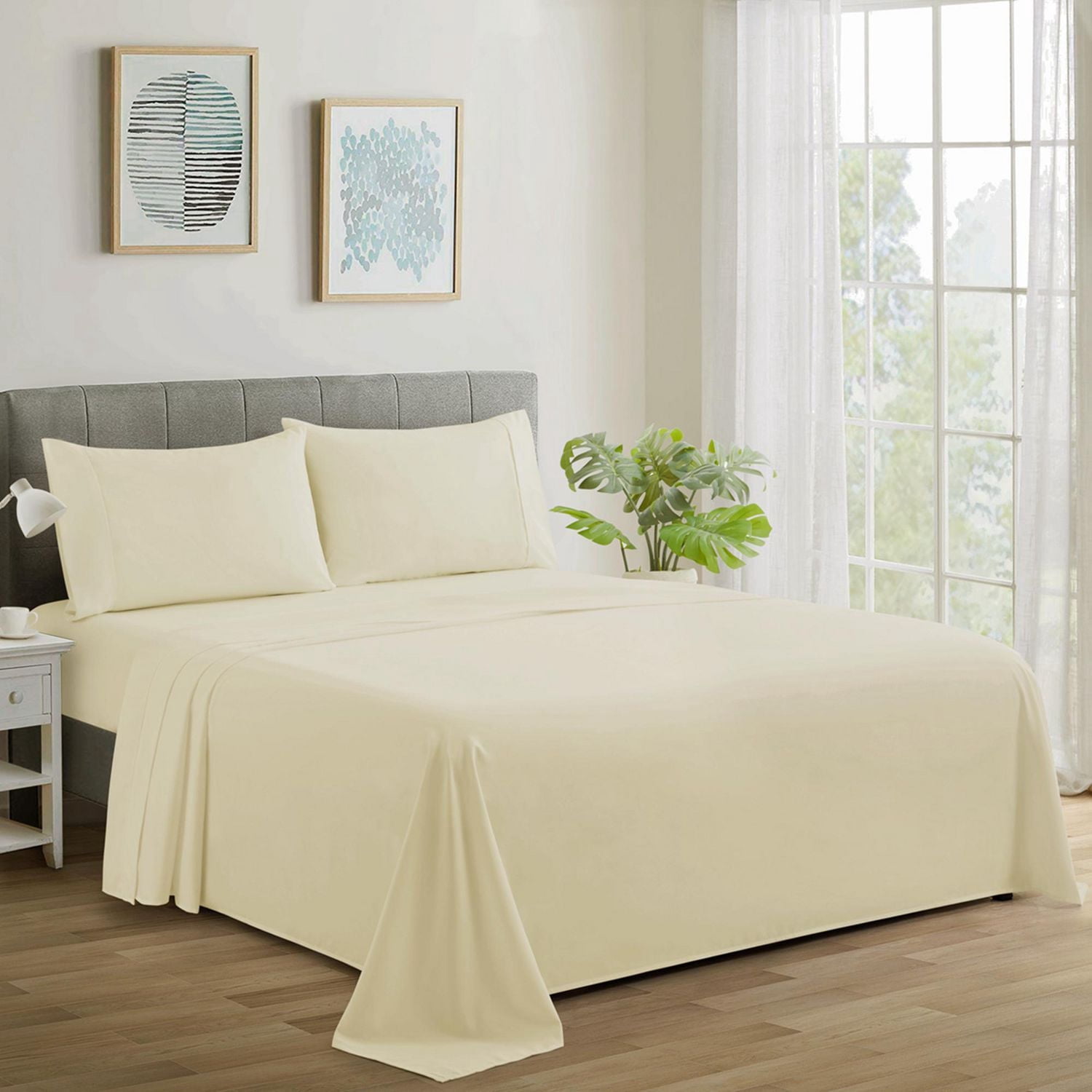 Marina Decoration 600 Thread Count Ultra Soft Deep Pocket Hotel Standard Solid Bedding Long Staple Percale Cotton All Season Sheet Set with Pillowcase