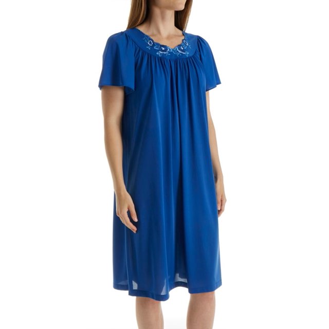 Robe à Manches Courtes pour Femmes Shadowline 36280 Petals (Marine 2X)