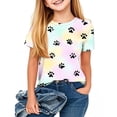 thumbnail image 2 of Zpanxa T-Shirts Athlétiques pour Filles Imprimé Étoile Col Rond Manches Courtes Haut Décontracté Polyester Spandex 5 Ans, 2 of 7
