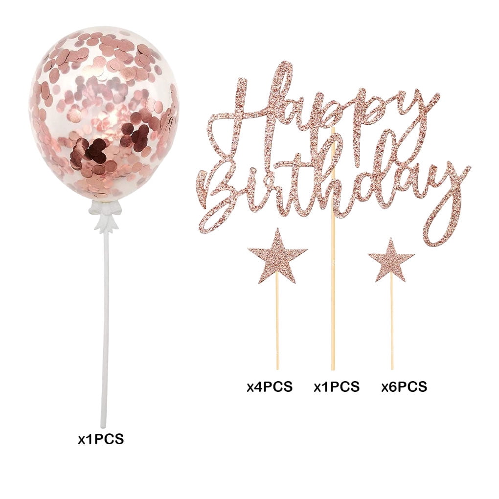 relayinert Birthday cake with card balloons