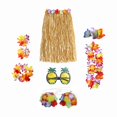 thumbnail image 4 of Ensemble de Costume Jupe Hawaïenne Tropicale Lunettes Accessoire Ajustable Extensible Femmes 60 cm, 4 of 8