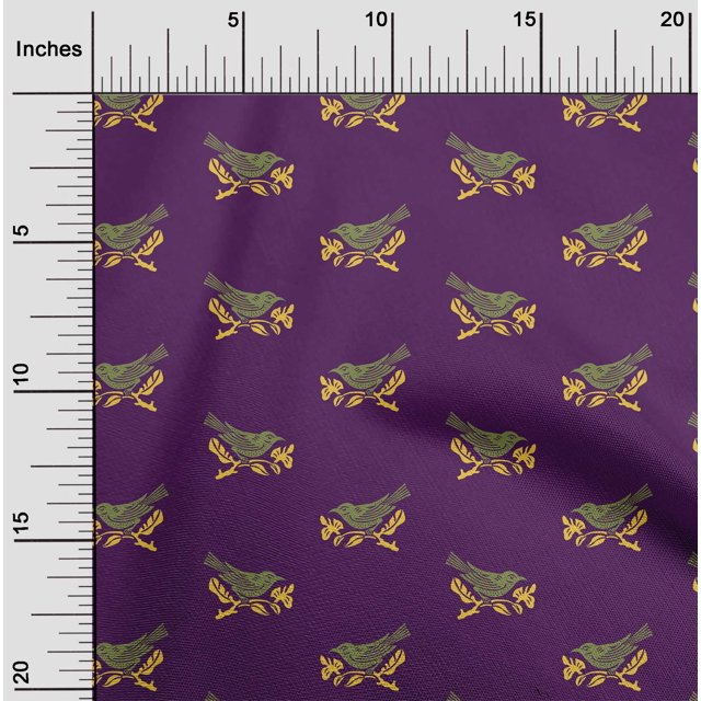 oneOone Cotton Poplin Fabric Branch & Bird Block Print Fabric By Yard 56 Inch Wide