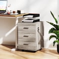 thumbnail image 2 of Vinsetto 3 Drawer File Cabinet with Lock and Wheels, Grey Wood Grain, 2 of 10