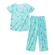 Women Pajama Sets Comfortable Bedhead Pajamas Cotton Pajamas for Women Sleepwear Short Sleeve Top Women Sleep Wear Set Family Pajamas Capri Pants Plus Size Sleepwear Sleep Wear for
