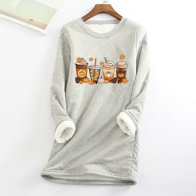 T-shirts pour Femmes, Col Rond, Poche, Épaissi, Peluche Chaude, Manches Longues, Chandails en Molleton en Liquidation