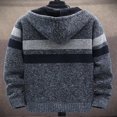 thumbnail image 3 of Chandails à Capuche Zippés pour Hommes à Manches Longues, Cardigan en Tricot à Imprimé Rayé, 3 of 4