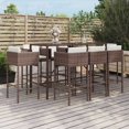 thumbnail image 1 of vidaXL Ensemble de Bar de Jardin 9 Pcs avec Coussins en Rotin Poly Brun, 1 of 4