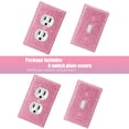 thumbnail image 3 of Kanayu 4 Pcs Light Pink Shiny Rhinestones Cover Bling Switch Wall Plate Decorative Includes 2 Duplex Light Plate Switch 2 Single Toggle Socket Outlet Cover 4.5" x 2.8", 3 of 6
