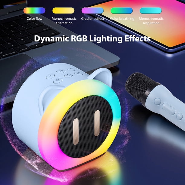 Karaoké Pour Enfants – 2 Micros Sans Fil, Boîtier Bluetooth, 5 Effets Vocaux, Lumières LED – Portable – Cadeau Pour Fêtes Et Famille