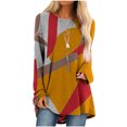 thumbnail image 1 of IROINID Deals Ladies Long Sleeve T Shirts Lounge Socket Geometry Printed Round-Neck Tops,Orange, 1 of 5