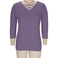 thumbnail image 2 of HAiming Womens Plus Size 3/4 Sleeve Tops Casual V Neck T-Shirts Loose Solid Color Basic Tees Trendy Tunic Blouse, 2 of 8