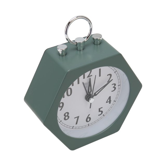 Green Alarm Clock, Alarm Clock Polygonal Hard Metal Case Battery Powered Transparent Glass For Bedside For Kids
