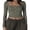 Green, variant on Fortune Women Knitted Henley Shirt Casual Solid Color Retro Long Sleeve Crop Tops