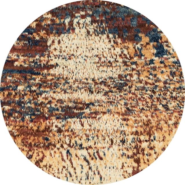 Ahgly Company Indoor Round Abstract Sangria Brown Abstract Area Rugs, 3' Round