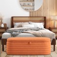 thumbnail image 2 of KOSSMAI Upholstered Tufted Strip Storage Bench Ottoman 45.5" For Living Room Bed Room Office Entry Orange, 2 of 7
