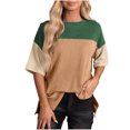 thumbnail image 1 of Besolor Chemises d'Été à Manches Courtes pour Femmes Col Rond Fendu sur le Côté Blouse Décontractée Ample pour Sortir, 1 of 4