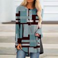 thumbnail image 3 of IROINID Deals Ladies Long Sleeve T Shirts Lounge Socket Geometry Printed Round-Neck Tops,Light Blue, 3 of 5