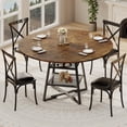 thumbnail image 2 of 47" Round Dining Table for 4-6, Farmhouse Kitchen Table with Metal Base and Storage Shelf, Wooden Dining Table Set for Small Space Kitchen, Dining Room, 2 of 8