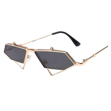 Lunettes Style Punk Lunettes en Forme d'Oeil de Chat Lunettes de Soleil Mode Gris (Monture Dorée)