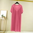 thumbnail image 4 of Timegard Chemises de Nuit pour Femmes Col Rond Manches Courtes Vêtements de Nuit Plissés Doux Couleur Unie Chemises de Nuit Confortables, 4 of 4