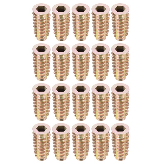 Unique Bargains Écrous d'Insertion Filetés en Alliage de Zinc, Douille Hexagonale M6, Filetages Internes, Longueur 25 mm, 20 Pcs