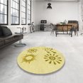 thumbnail image 4 of Ahgly Company Tapis d'Intérieur Lavable en Machine Carré Jaune Transitionnel, 3 Pieds Carré, 4 of 7