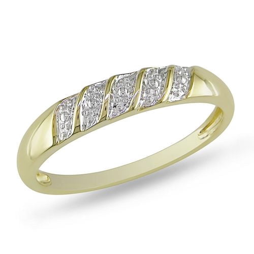 Miabella Men's Diamond Illusion Wedding Band 10 KT Yellow Gold