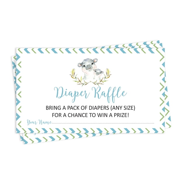 Inkdotpot 30Baby ShowerDiaper Raffle Ticket Lottery Insert Cards Supplies Games For Baby Shower Party Hippo Jungle Animals Bring A Pack Of Diapers To Win Favors Gifts And Prizes