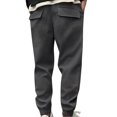 thumbnail image 3 of Pants for Men, Mens Fashion Drawstring Elastic Waist Solid Color Casual Sweat Length Pants, 3 of 6
