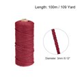 thumbnail image 2 of Unique Bargains Cotton Rope Twine String Twisted Braided Cord, Wine Red 100m/109 Yard for Wall Hanging, Macrame Knotting, 2 of 7