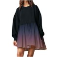 thumbnail image 1 of EQWLJWE Mode Chandail Décontracté Surdimensionné pour Femmes Couleur Dégradée Robe à Manches Longues Col Rond Mini-Robes Patchwork pour Dames Robes d'Automne pour Femmes 2023, 1 of 6