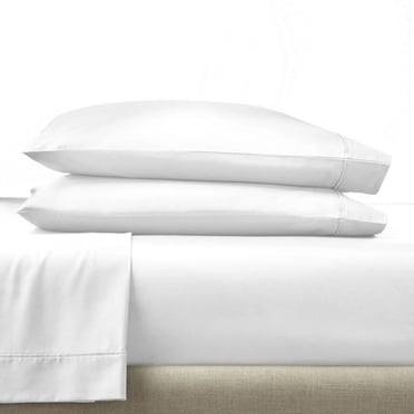 Better Homes & Gardens Ensemble de draps en satin de coton 300 fils, 4 pièces – Blanc arctique, Lit double