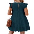 thumbnail image 2 of Women Casual Pleated Dress  Adults Spring Solid Color  Neck Short Sleeve One-piece, 2 of 4