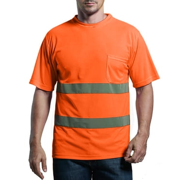 GOGO Reflective Safety T Shirt, Enhanced Vis Performance Short Sleeve Mesh Tee-Orange-M