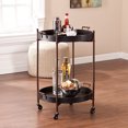 thumbnail image 3 of SEI Furniture Alfred 2 Tier Round Butler Table Cart with Wheels, Black, 3 of 5