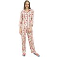 thumbnail image 3 of Bimba Dot Printed Wine Button-Down Shirt With Elastic Waist Pajama Pants-20, 3 of 6