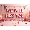 thumbnail image 3 of Pink Themed Glittery Triangle Banner with We Will Miss You Lettering, Party Background Backdrop Decorations, Farewell Party Retirement Party Leaving Party Decor Photo Booth Props, 3 of 3