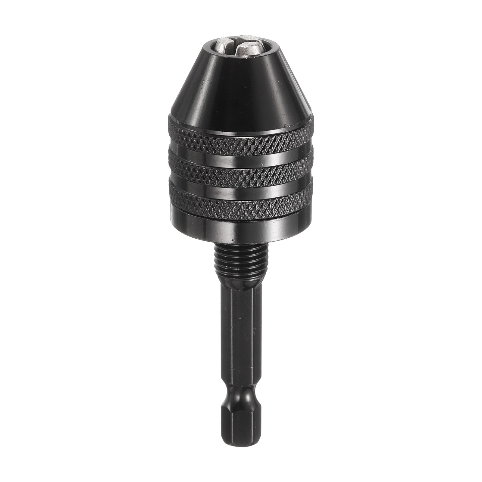 Keyless Drill Chuck 1/4" Hex Shank Chuck Conversion Adapter 0.024"-0.3" Quick Change for Round-Shank Cordless Screwdrivers Drills Power DIY Tools, Black