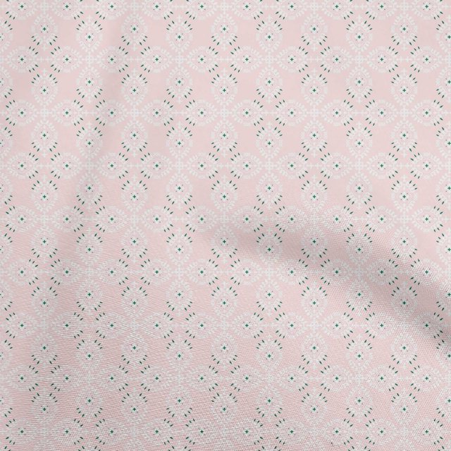 oneOone Polyester Spandex Light Pink Fabric Asian Block Print Traditional Dress Material Fabric Print Fabric By The Yard 56 Inch Wide
