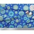 thumbnail image 2 of Soimoi Blue Poly Georgette Fabric Artistic Flower & Geometric Printed Fabric 1 Yard 52 Inch Wide, 2 of 5