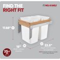 thumbnail image 3 of Rev-A-Shelf 35 Qt Pullout Top Mount Trash Cans for Base Cabinets, 4WCTM-18DM2, White, 3 of 12
