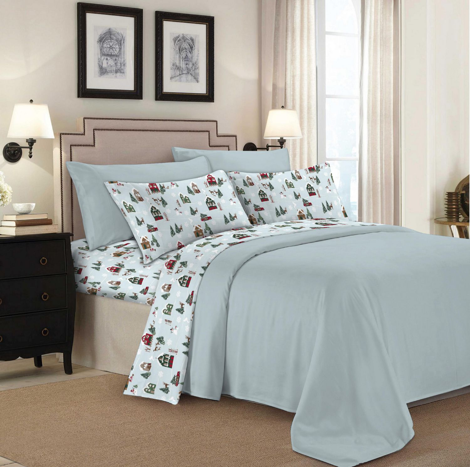 Ensembles de draps imprimés en coton à 144 fils Johnson Home