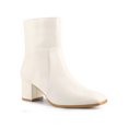 thumbnail image 1 of Unique Bargains Women's Square Toe Side Zipper Block Heel Ankle Boots Cream (Size 6), 1 of 7